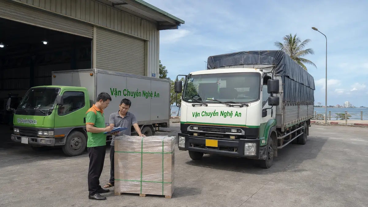Bốc xếp hàng ghép từ Thái Nguyên đi Nghệ An lên xe tải