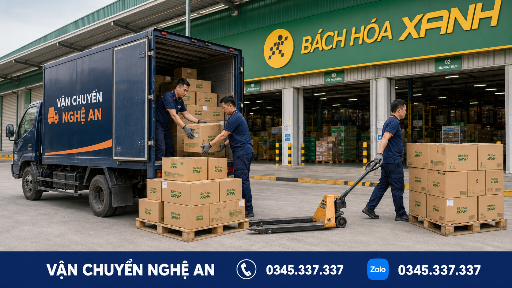 Giao nhận hàng hoá tại cửa hàng Bách Hóa Xanh Nghệ An