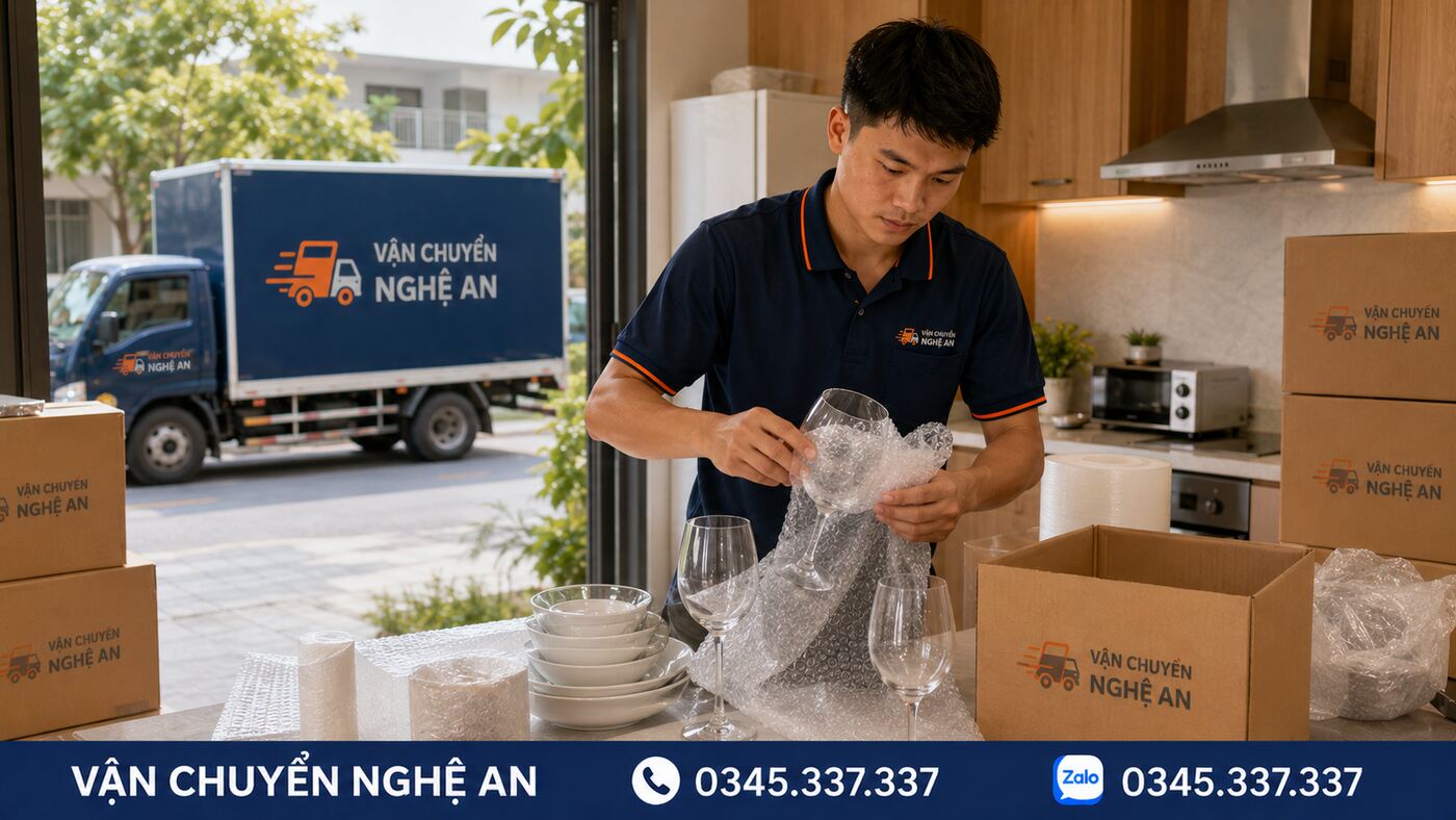 Đóng gói đồ dễ vỡ khi chuyển nhà trọn gói từ Nghệ An đi Hà Nội - Vận Chuyển Nghệ An