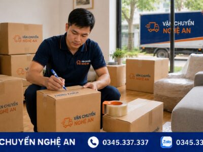 Đóng gói thùng đồ khi chuyển nhà trọn gói từ Nghệ An đi Hưng Yên - Vận Chuyển Nghệ An