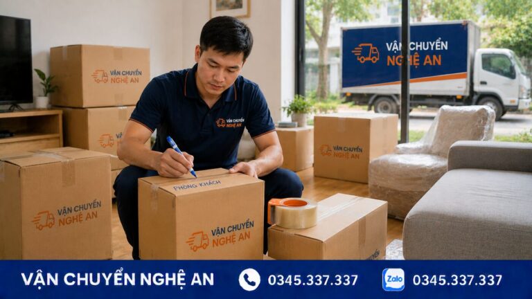 Đóng gói thùng đồ khi chuyển nhà trọn gói từ Nghệ An đi Hưng Yên - Vận Chuyển Nghệ An