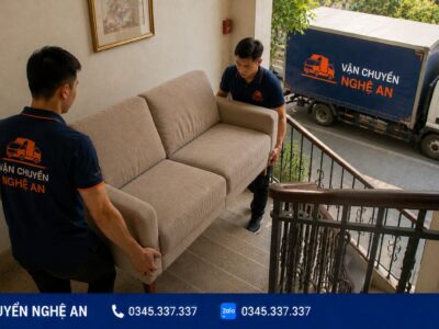 Nhân viên khiêng sofa chuyển nhà trọn gói từ Nghệ An đi Hà Tĩnh - Vận Chuyển Nghệ An