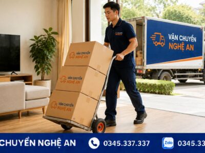Vận chuyển thùng đồ ra xe tải khi chuyển nhà trọn gói từ Nghệ An đi Thái Nguyên - Vận Chuyển Nghệ An