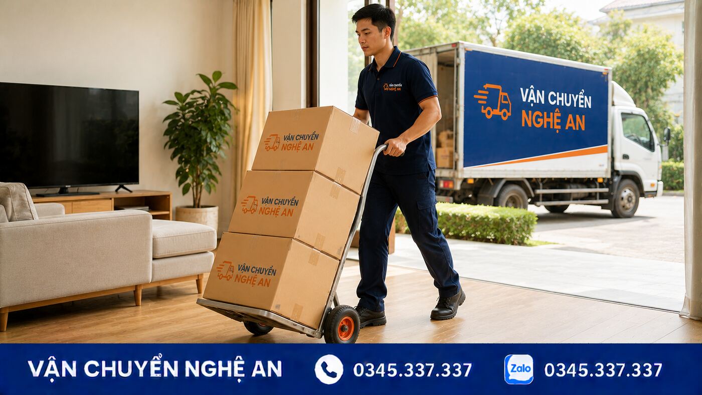 Vận chuyển thùng đồ ra xe tải khi chuyển nhà trọn gói từ Nghệ An đi Thái Nguyên - Vận Chuyển Nghệ An
