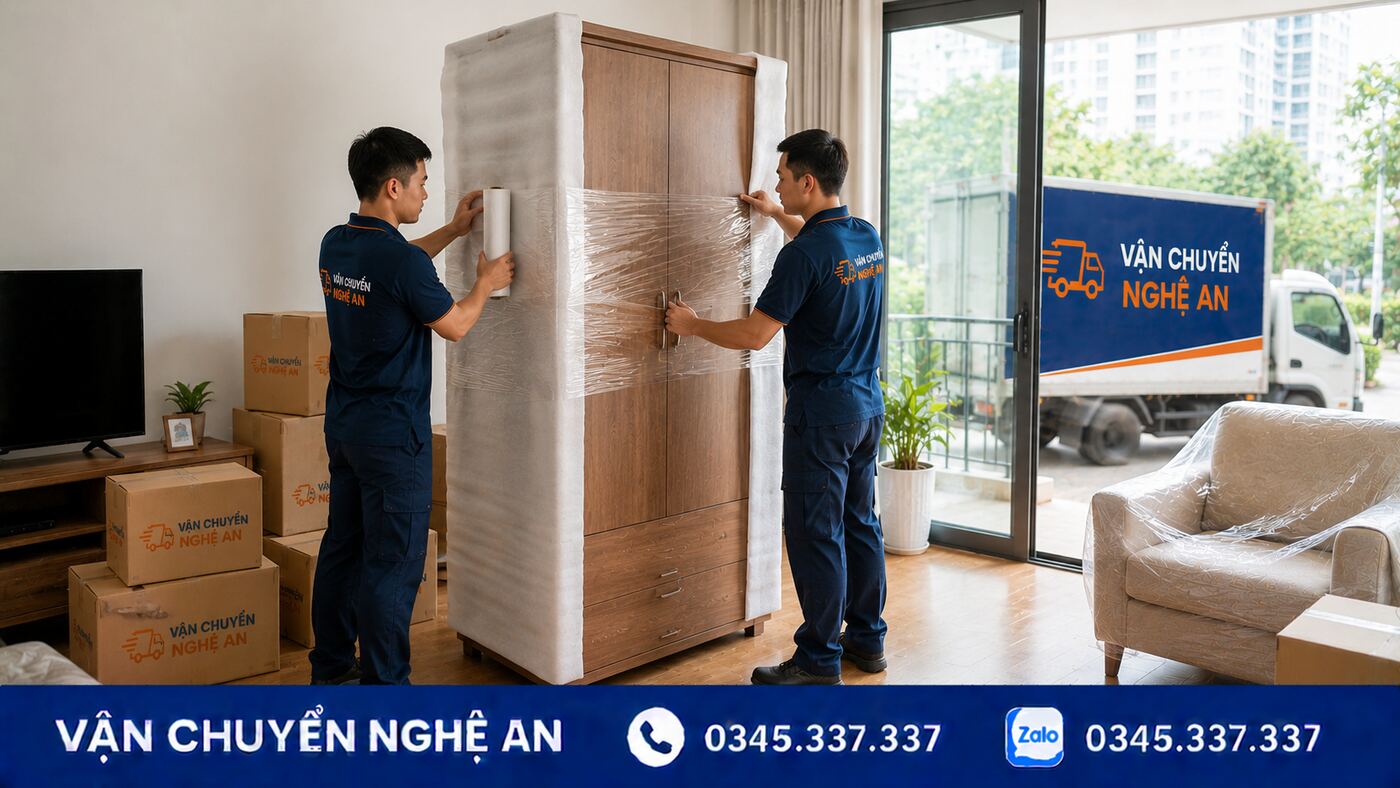 Đóng gói tủ đồ khi chuyển nhà trọn gói từ Nghệ An đi Bắc Ninh - Vận Chuyển Nghệ An