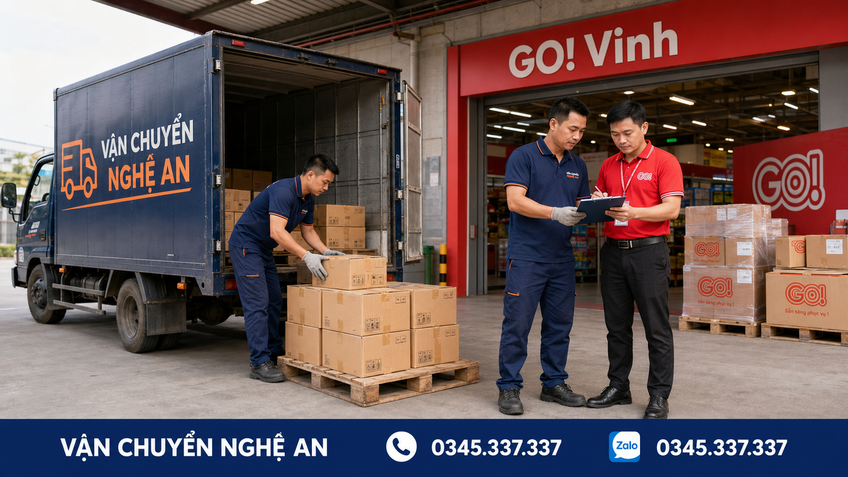 Giao hàng vào siêu thị GO Vinh - xếp dỡ hàng hoá