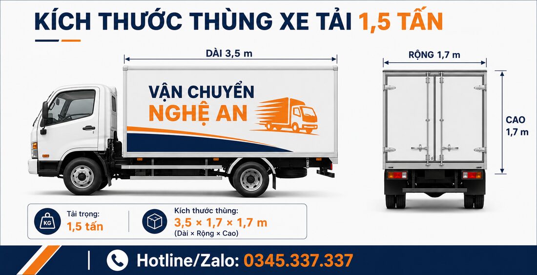 Bao xe từ Hà Tĩnh đi Nghệ An - xe tải 1.5 tấn