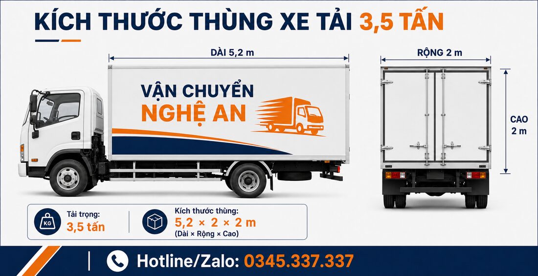 Bao xe từ Bắc Ninh đi Nghệ An - xe tải 3.5 tấn