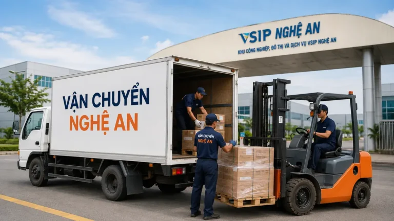 Vận chuyển hàng từ Hà Nội vào KCN Nam Cấm - xe nâng giao hàng tại khu công nghiệp