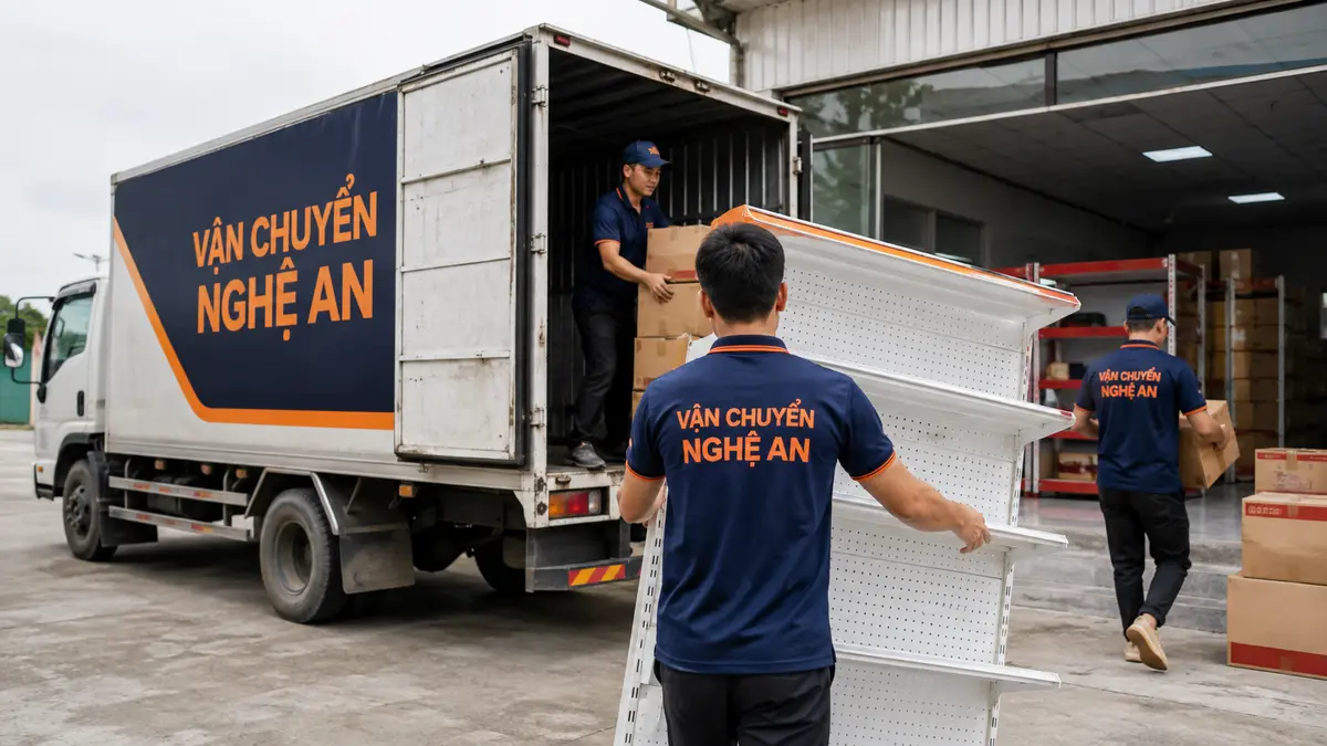 Vận chuyển hàng lên kệ trưng bày GO Vinh từ Ninh Bình