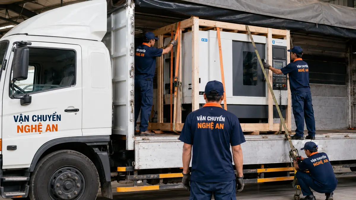Đóng kiện máy CNC vận chuyển từ Hà Tĩnh về Nghệ An