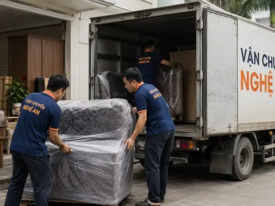 Vận chuyển đồ nội thất từ Hưng Yên về Nghệ An - bọc sofa trước khi vận chuyển
