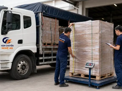Giao pallet hàng dễ vỡ khi vận chuyển từ Hưng Yên vào GO Vinh