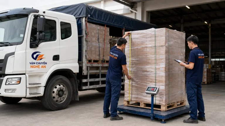 Giao pallet hàng dễ vỡ khi vận chuyển từ Hưng Yên vào GO Vinh