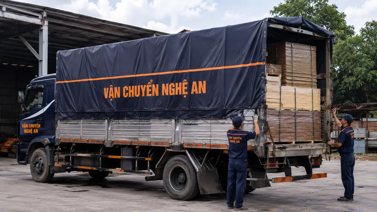 vận chuyển hàng cồng kềnh từ Bắc Ninh về Nghệ An - cuộn cáp điện lớn trên xe tải
