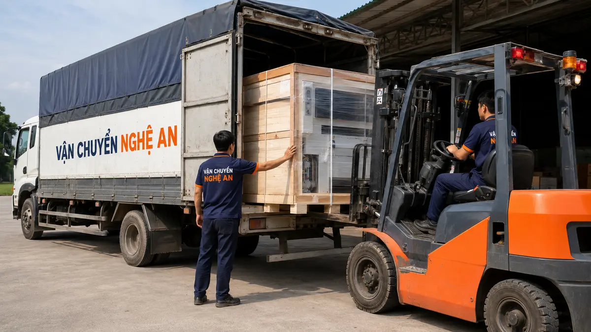 vận chuyển hàng cồng kềnh từ Bắc Ninh về Nghệ An - thiết bị bếp nhà hàng được bọc bảo vệ