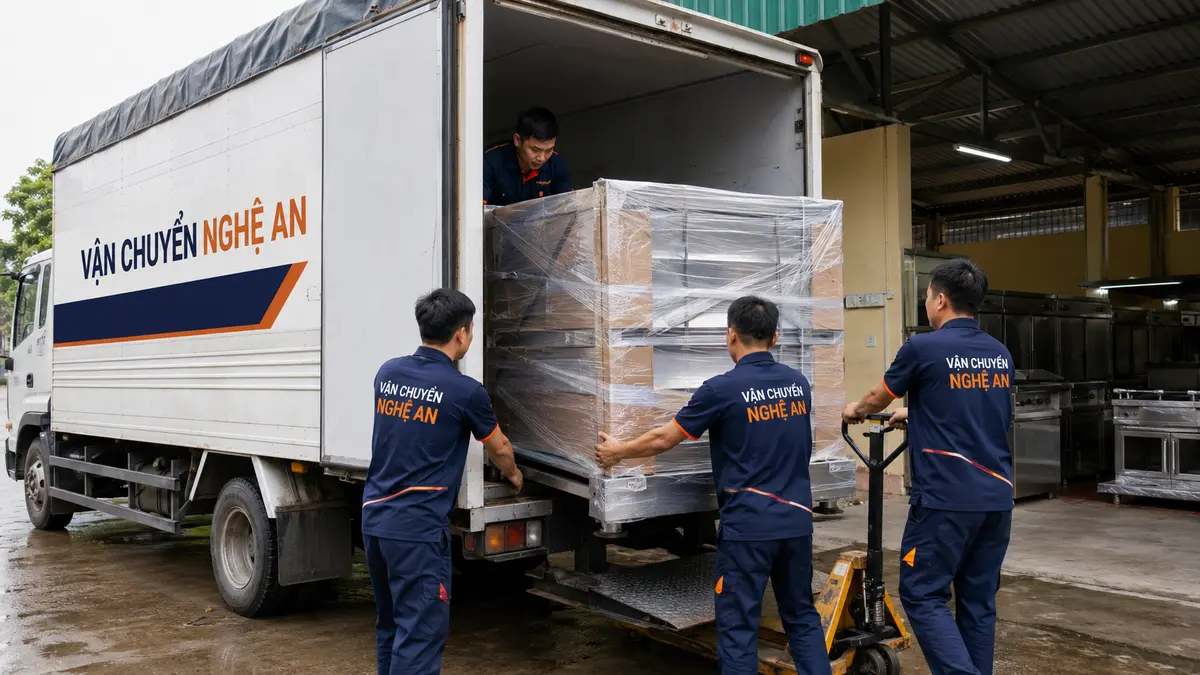 Kiểm tra dây chằng thiết bị công trình trước khi xe khởi hành từ Thái Nguyên
