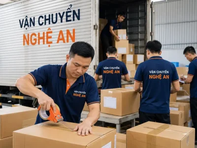 Vận chuyển đồ nội thất từ Hà Tĩnh về Nghệ An - bọc màng co bảo vệ nội thất