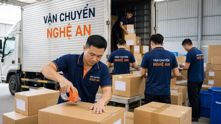 Vận chuyển đồ nội thất từ Hà Tĩnh về Nghệ An - bọc màng co bảo vệ nội thất
