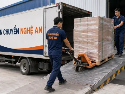Lưu kho và phát hàng theo lịch từ Nghệ An đi Ninh Bình - xe nâng tay kéo pallet xuống kho