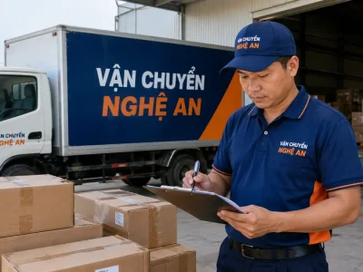 Vận chuyển hàng từ Hưng Yên vào KCN Bắc Vinh - tài xế kiểm tra phiếu giao hàng