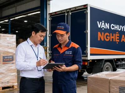 Ký biên bản bàn giao trên máy tính bảng khi vận chuyển từ Phú Thọ vào GO Vinh
