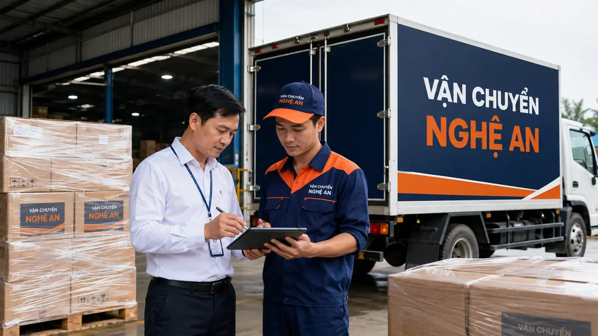 Ký biên bản bàn giao trên máy tính bảng khi vận chuyển từ Phú Thọ vào GO Vinh