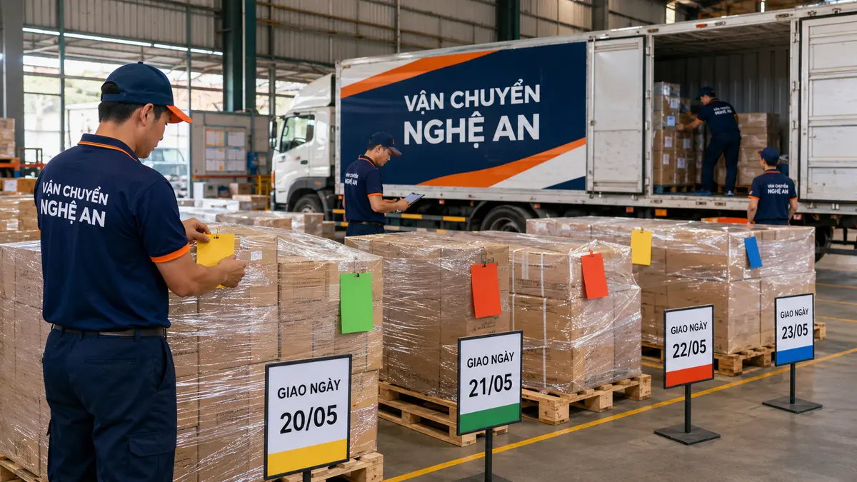 Phân loại hàng theo ngày giao khi vận chuyển từ Hà Tĩnh vào GO Vinh