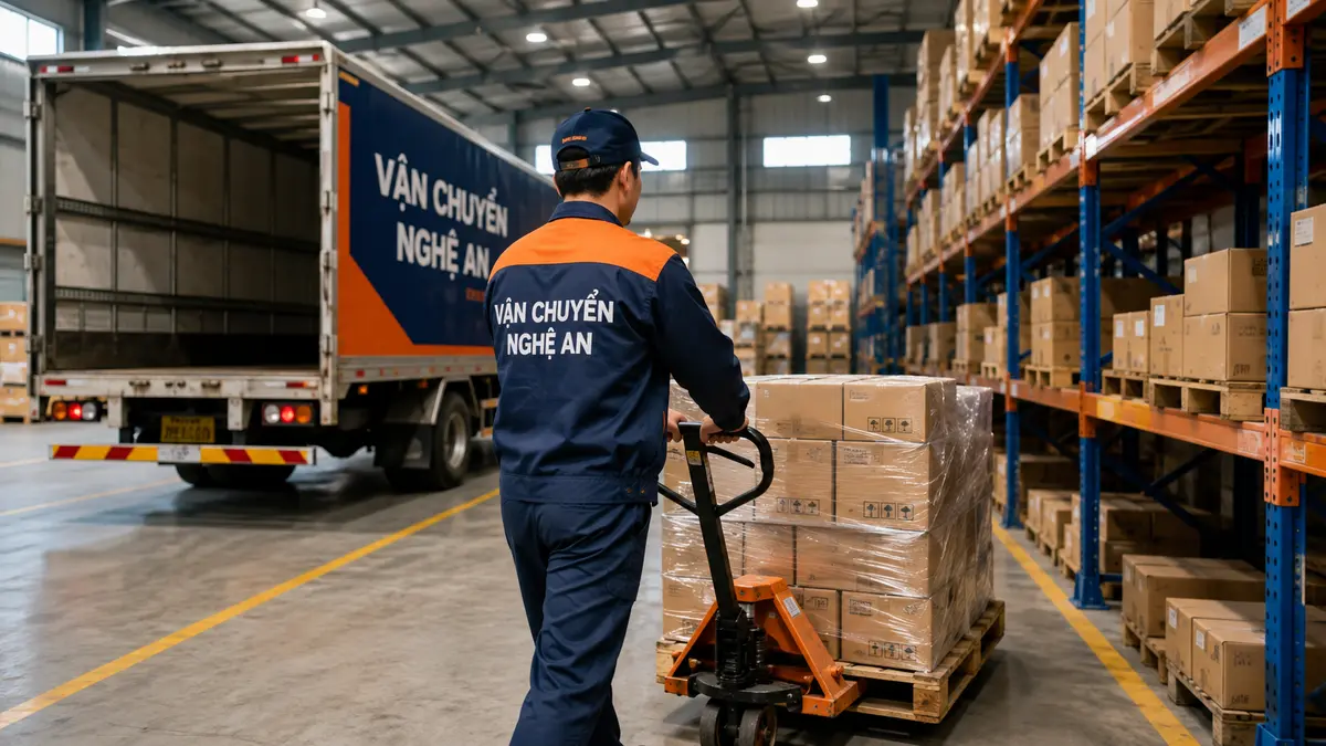 Đưa hàng vào khu lưu kho tạm trước khi giao vào GO Vinh