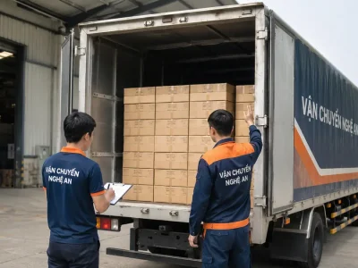 Vận chuyển hàng từ Thái Nguyên vào KCN Bắc Vinh - kiểm đếm lô hàng nguyên xe