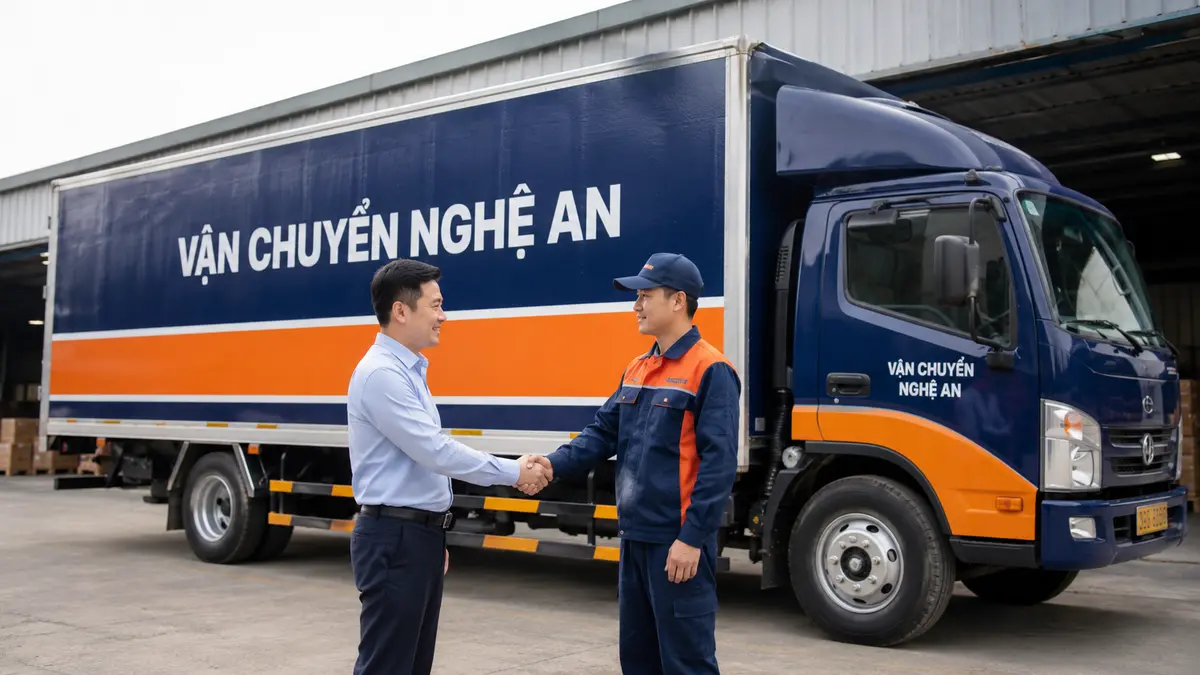 Bàn giao hàng trước khi xe khởi hành từ Ninh Bình về Nghệ An