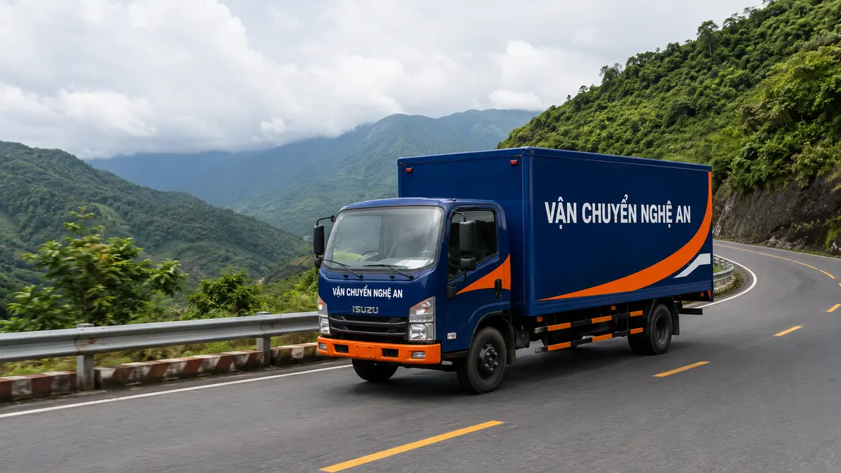 Xe tải vượt đèo miền Trung trong chuyến bao xe một chiều