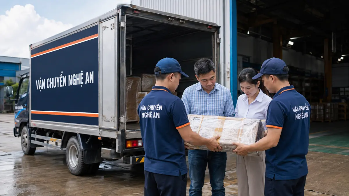 Bàn giao hàng trọn gói tại điểm nhận khi vận chuyển từ TP Huế về Nghệ An