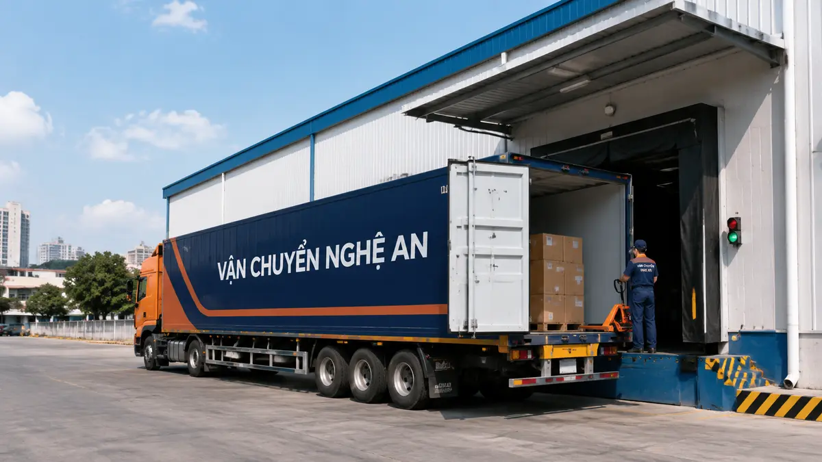 Xe bạt đưa hàng vào kho khách hàng trong chuyến giao hàng nhiều điểm từ Hưng Yên