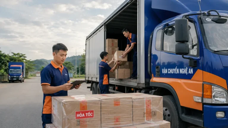 Vận chuyển nhanh từ Phú Thọ đi Nghệ An - xe tải VCNA bốc xếp hàng