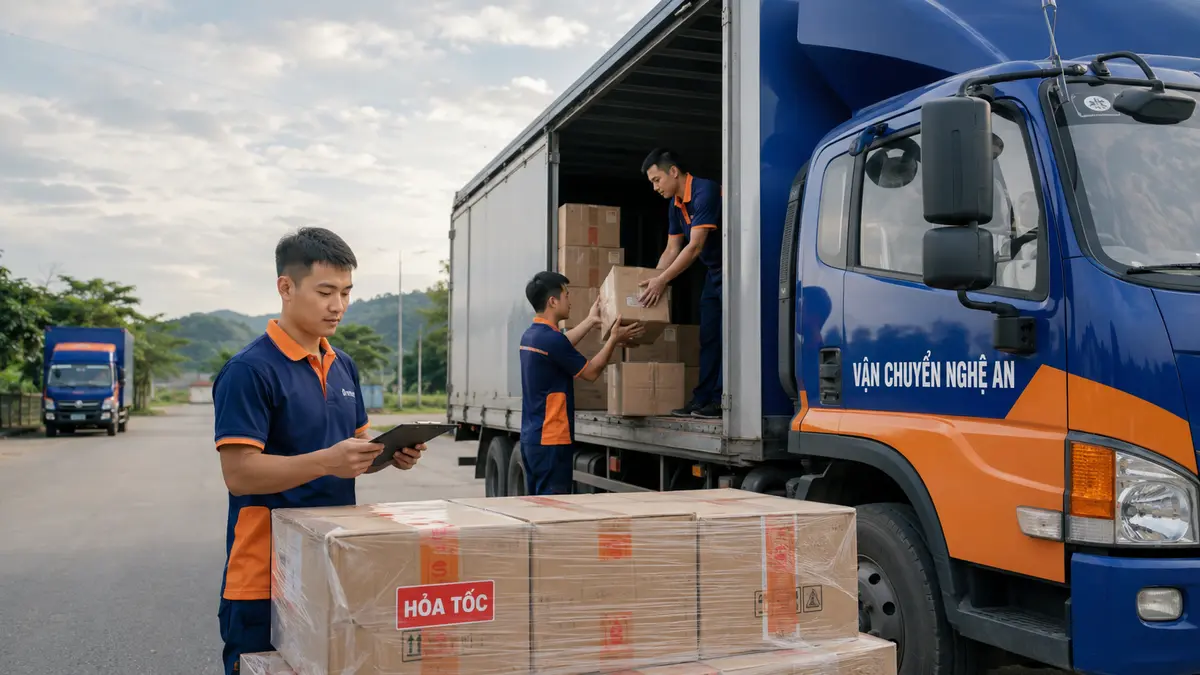Vận chuyển nhanh từ Phú Thọ đi Nghệ An - xe tải VCNA bốc xếp hàng